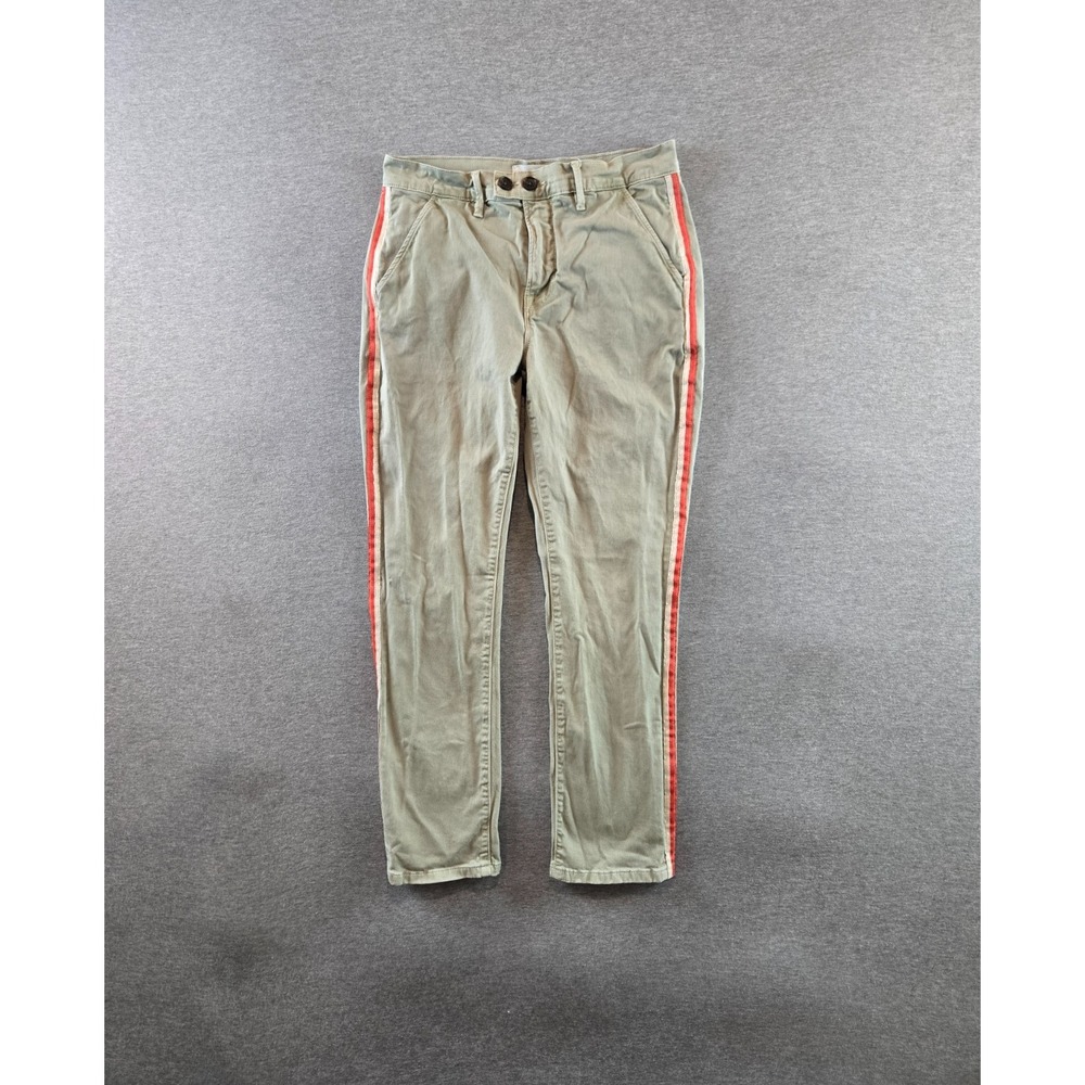 Frame Pants Womens 24 Washed OD Orange Stripe Le‎ Beau Duo Tape Chino Crop Moto
